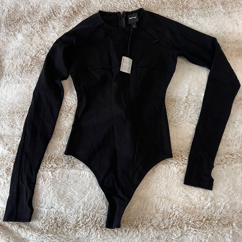 NWT khy Long Sleeve Crewneck Bodysuit in black S